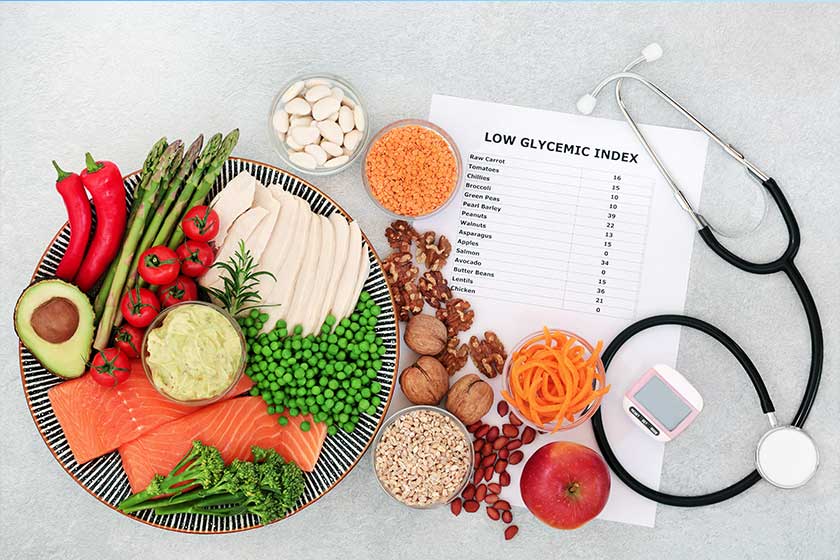 Low glycemic food selection for a health & fitness diet for diabetics