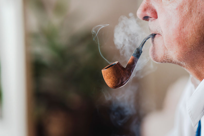 Senior pipe smoker